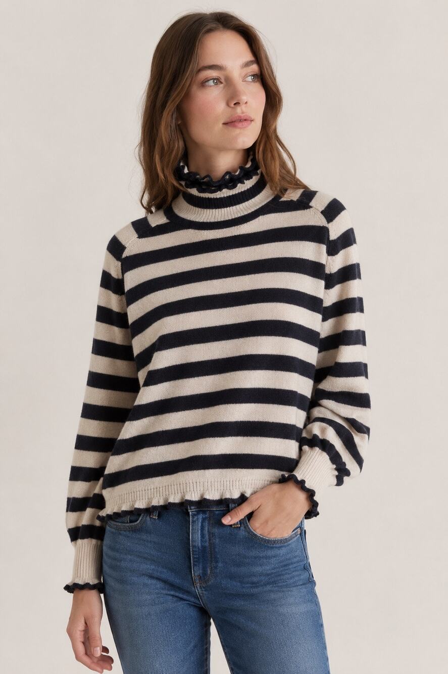 Rebecca Taylor Cozy Ruffle Pullover Sweater – Size Medium – Merino Wool Blend